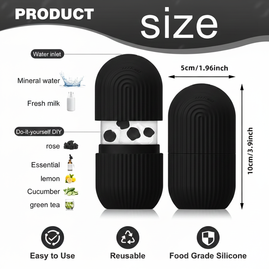 Ice Roller Black - Product Infographic